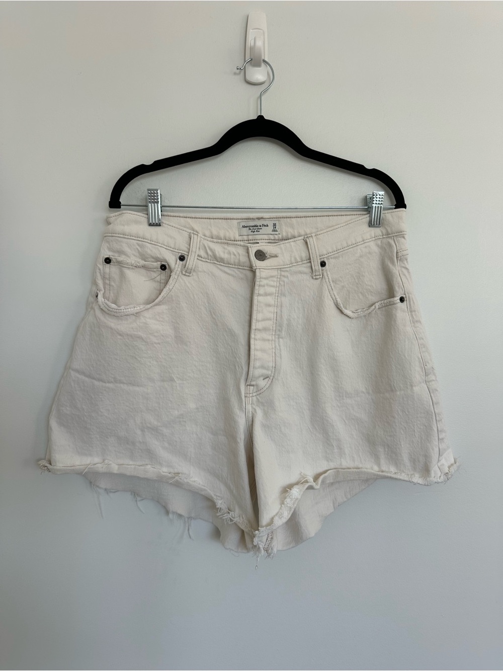 Abercrombie & Fitch White The Dad Short High-Rise Denim Shorts Button Fly